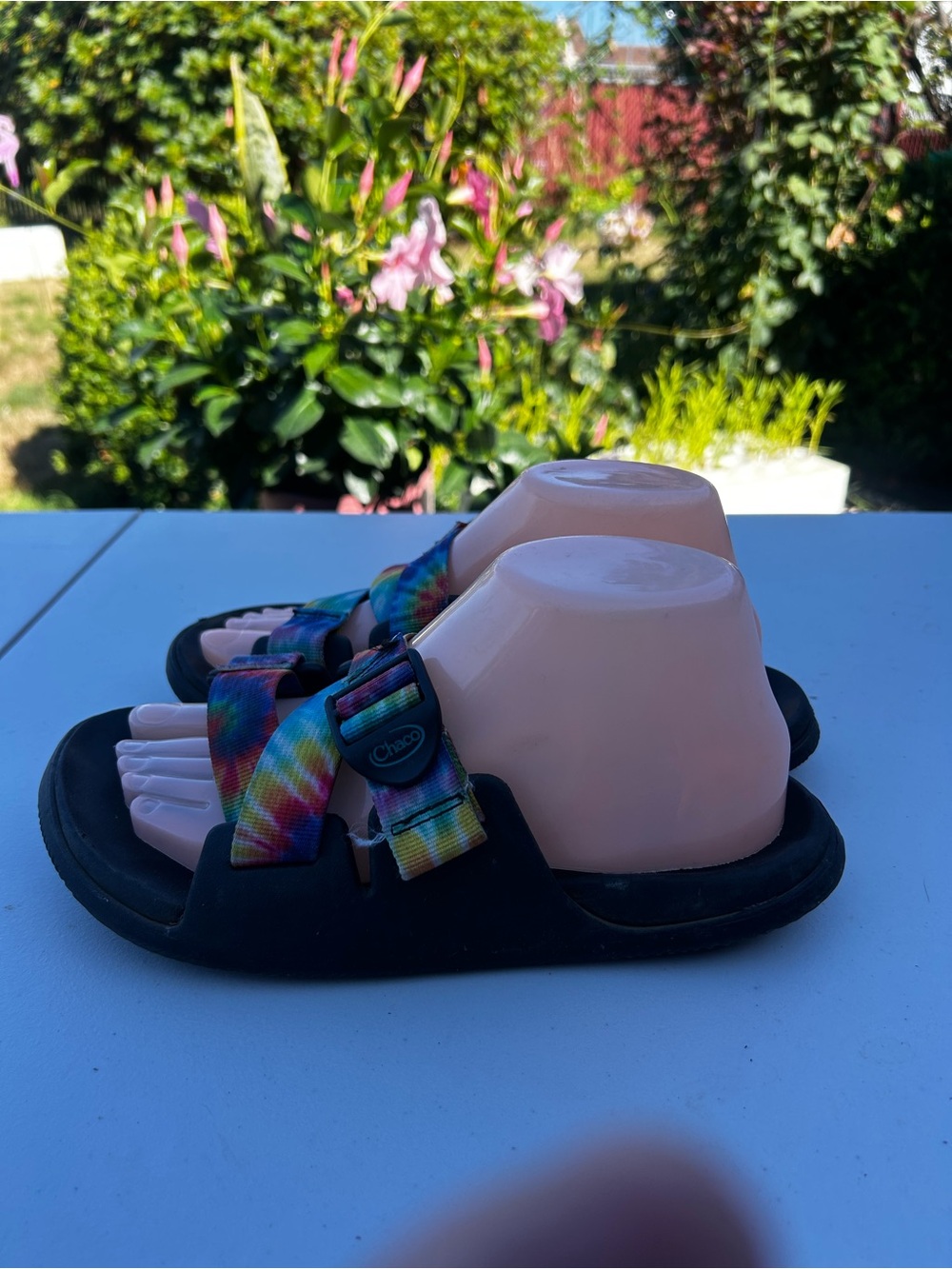 Chaco Women’s Tie-Dye Raibow Adjustable Slide Sandals Size W9